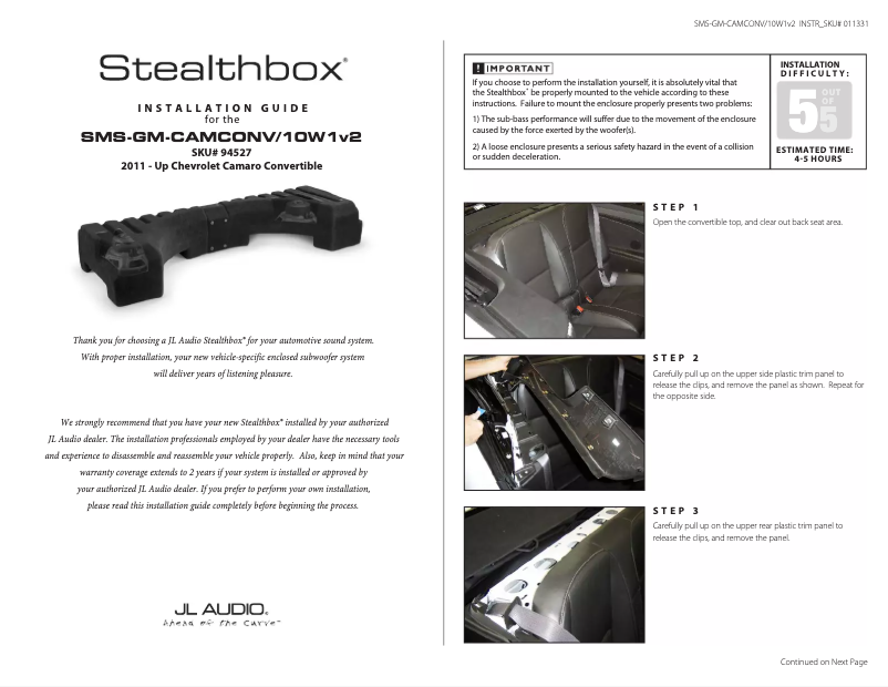 Imagen de la primera página del manual del dispositivo Stealthbox