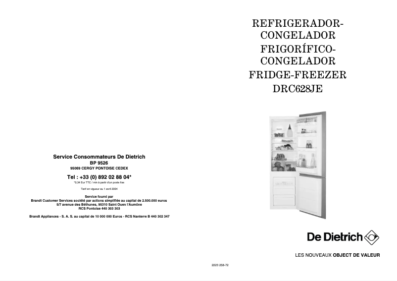 Página 1 del manual Manual de usuario De Dietrich DRC628JE