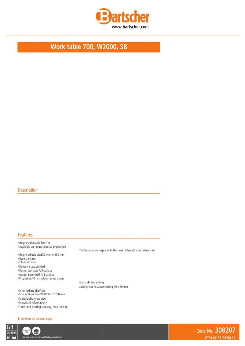 Página nº 1 - Ficha técnica Bartscher 348207