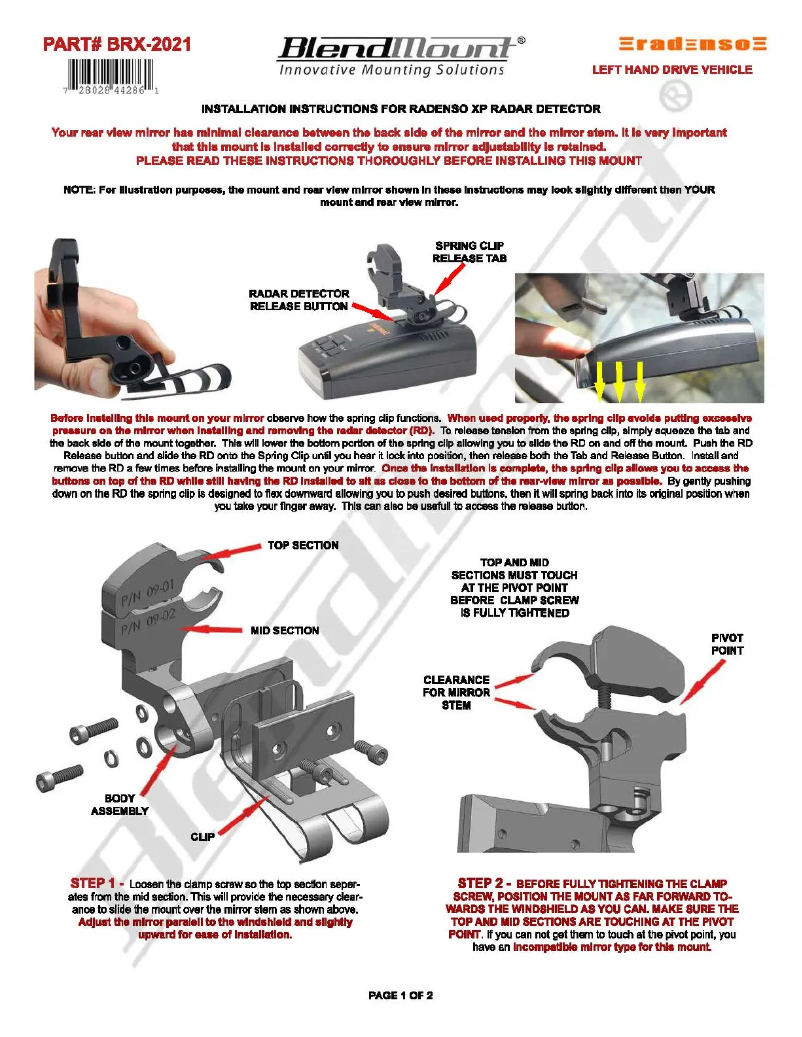 Imagen de la primera página del manual del dispositivo BRX-2021