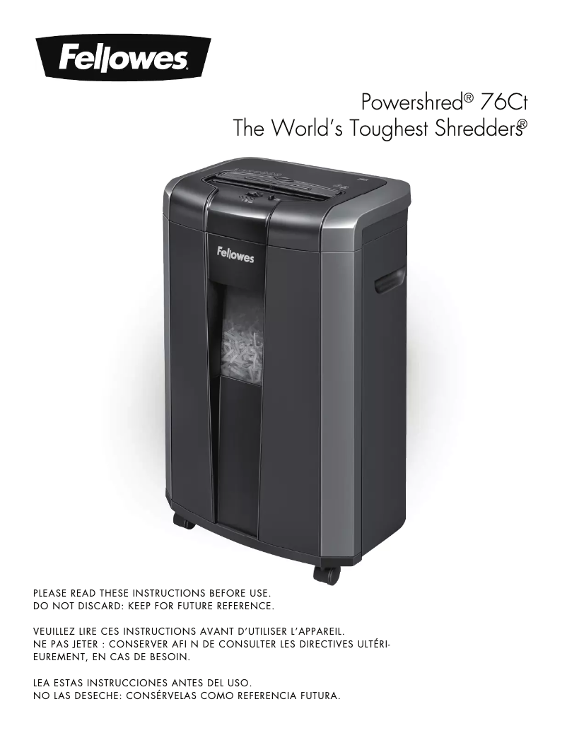 Imagen de la primera página del manual del dispositivo Powershred 76Ct