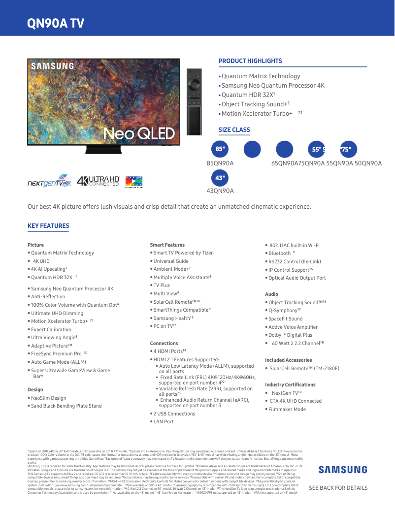 Imagen de la primera página del manual del dispositivo QN43QN90AAFXZA