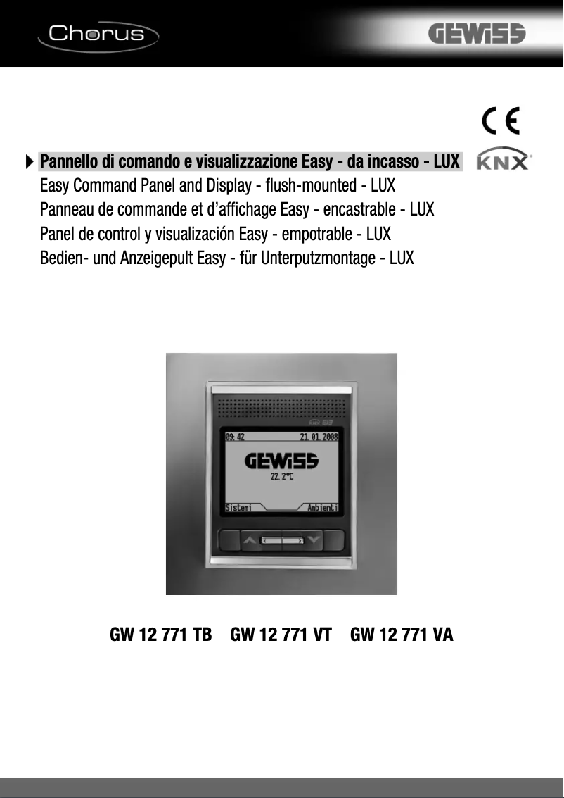 Página 1 del manual Manual de usuario Gewiss GW12771VT