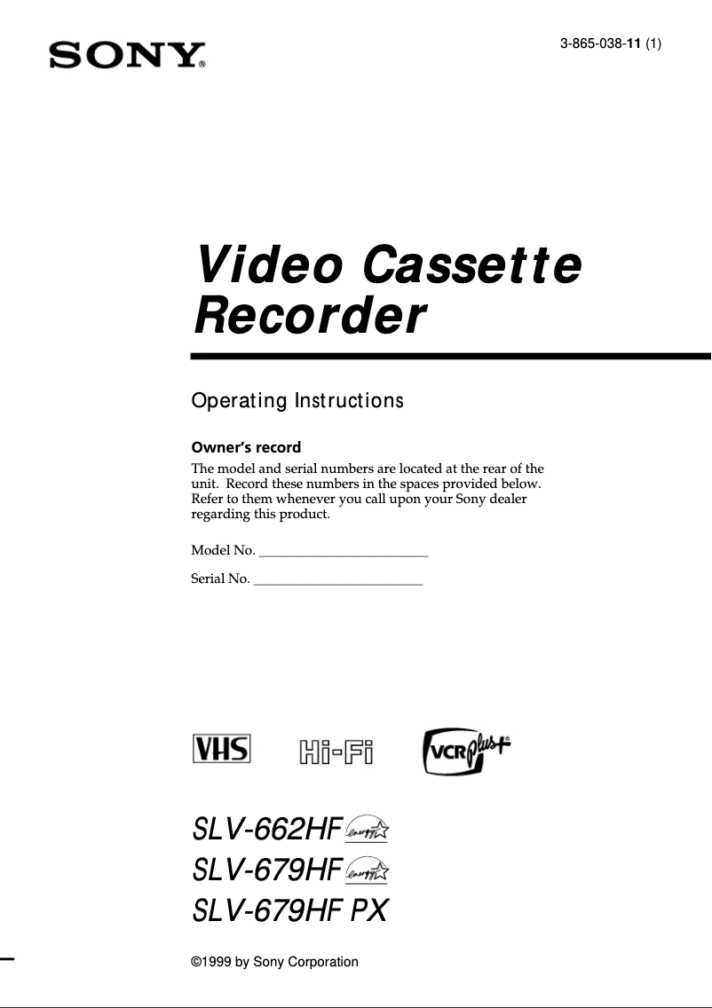 Página 1 del manual Manual de usuario Sony SLV-679HF