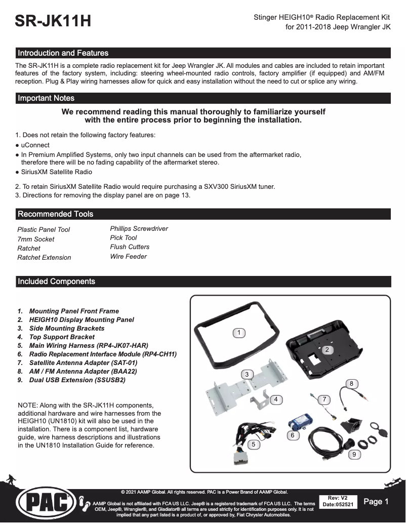 Imagen de la primera página del manual del dispositivo SR-JK11H