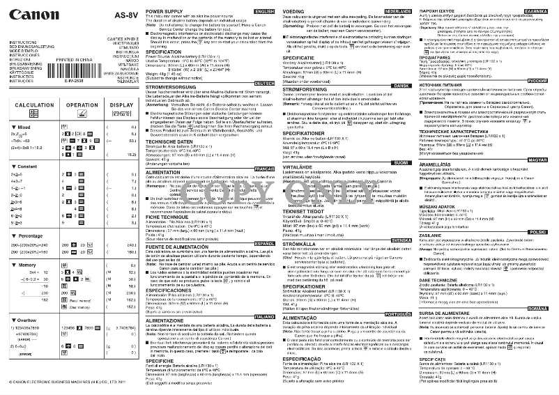 Página 1 del manual Manual de usuario Canon AS-8V