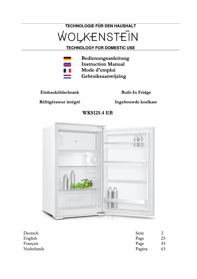 Imagen de la primera página del manual del dispositivo WKS125.4 EB