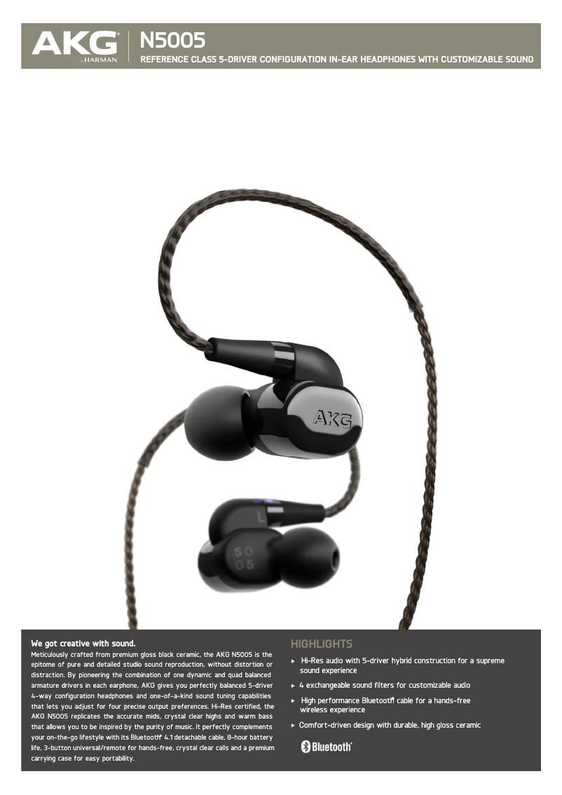 Página 1 del manual Ficha técnica AKG N5005