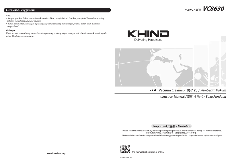 Página 1 del manual Manual de usuario Khind VC8630