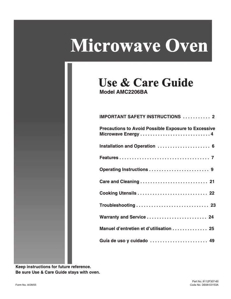 Imagen de la primera página del manual del dispositivo AMC2206BAS