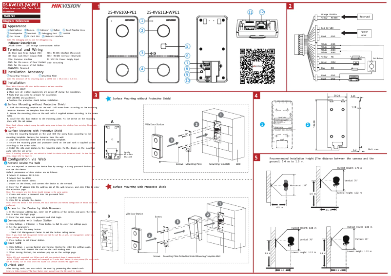 Página nº 1 - Guía de inicio rápido Hikvision DS-KV6103-PE1