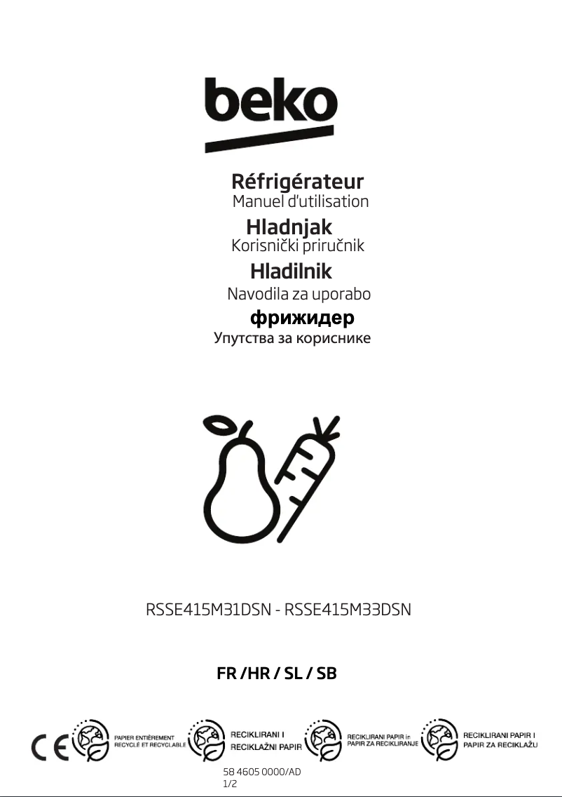 Página 1 del manual Manual de usuario Beko RSSE415M33DSN