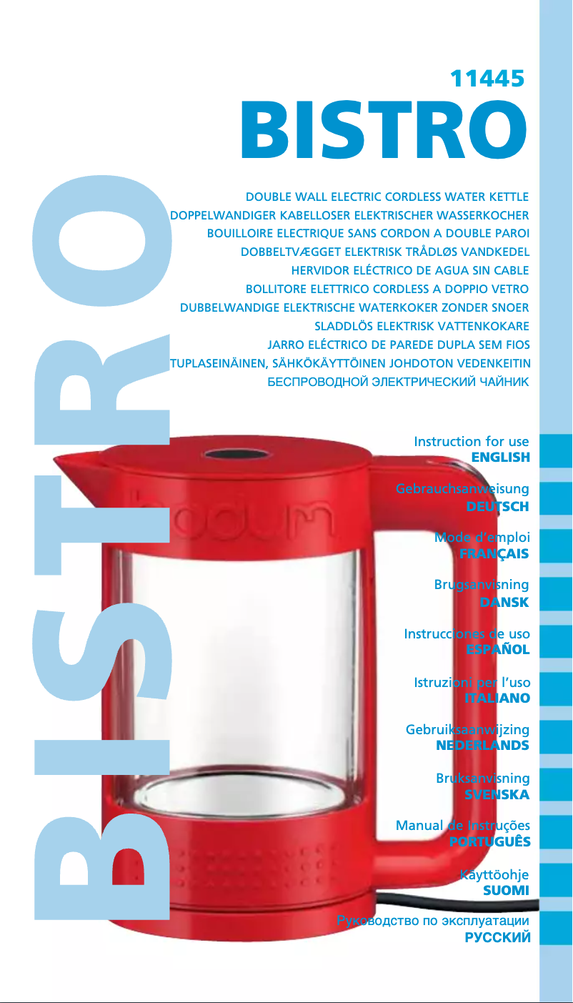 Imagen de la primera página del manual del dispositivo Bistro 11445