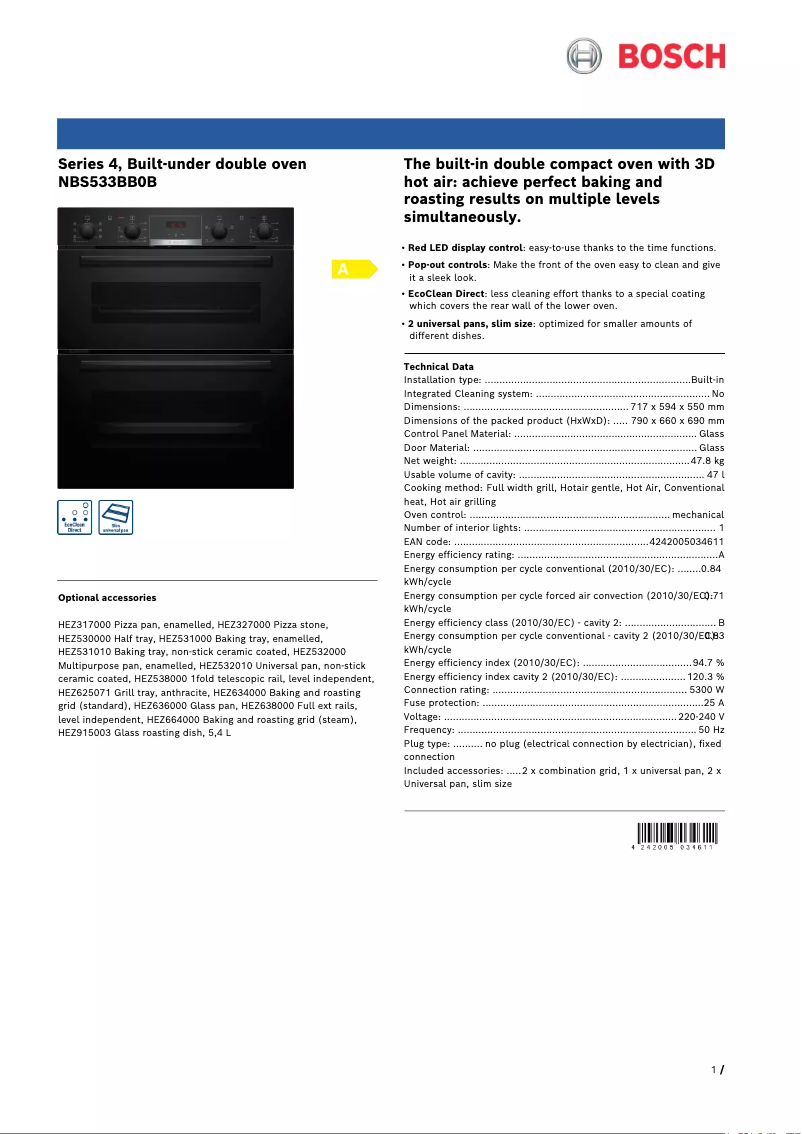 Página nº 1 - Ficha técnica Bosch NBS533BB0B
