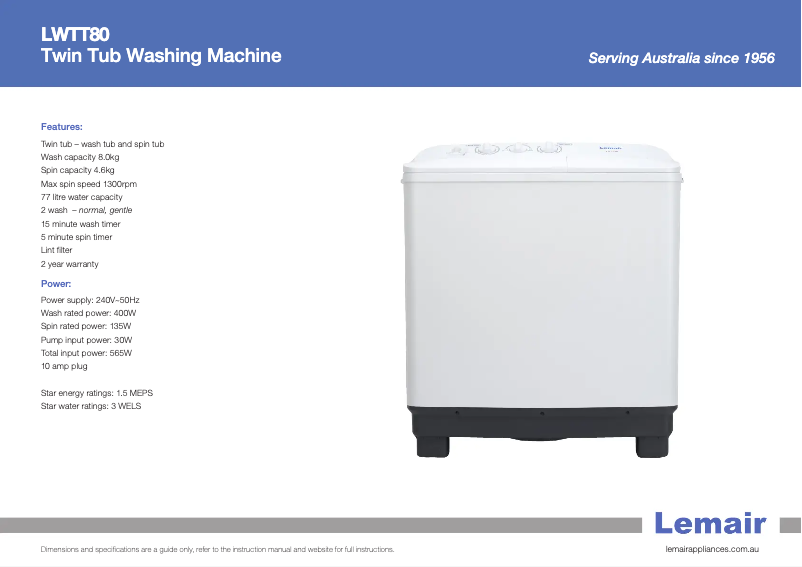 Imagen de la primera página del manual del dispositivo LWTT80