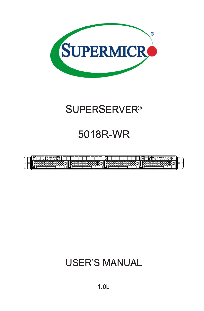 Página 1 del manual Manual de usuario Supermicro SuperServer 5018R-WR