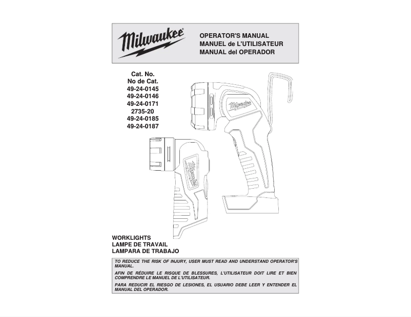 Página 1 del manual Manual de usuario Milwaukee 2735-20