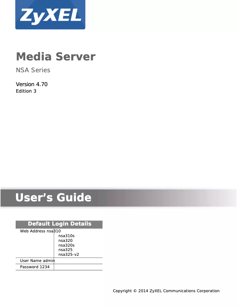 Imagen de la primera página del manual del dispositivo NSA325
