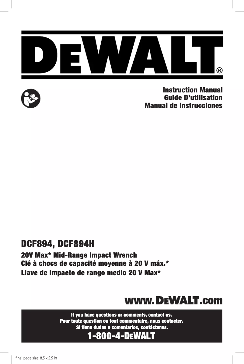 Página 1 del manual Manual de usuario DeWalt DCF894