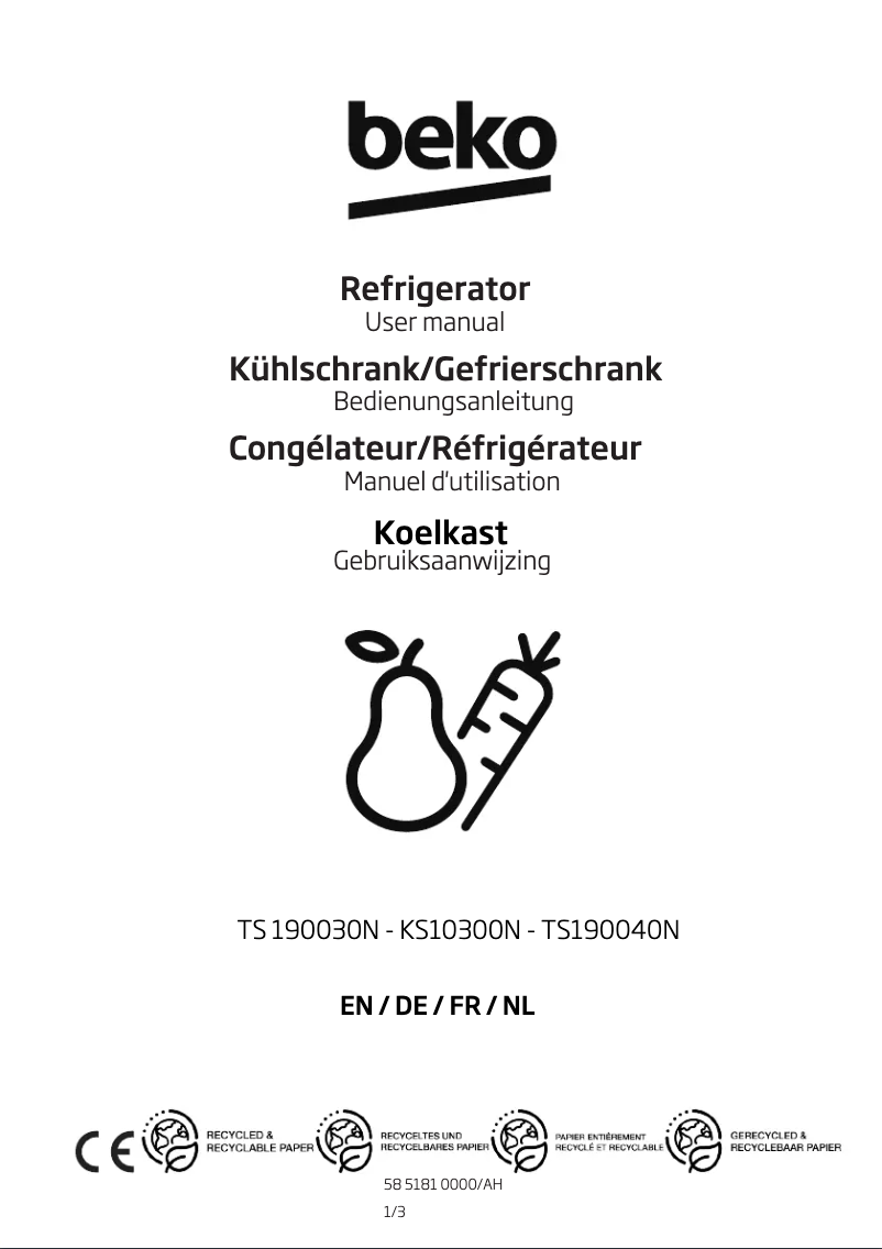 Imagen de la primera página del manual del dispositivo TS190040N