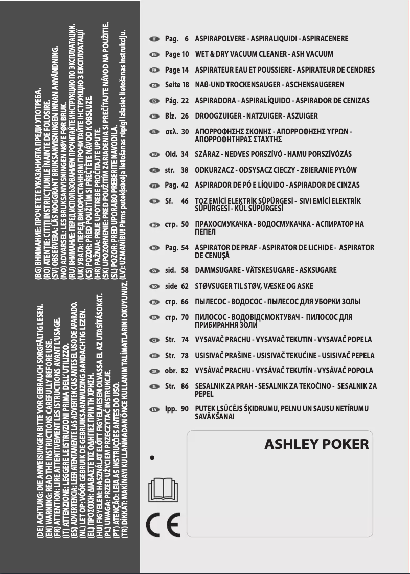 Imagen de la primera página del manual del dispositivo Ashley Poker