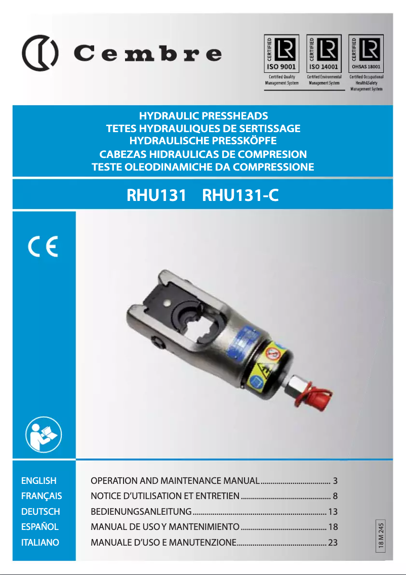 Imagen de la primera página del manual del dispositivo RHU131-C