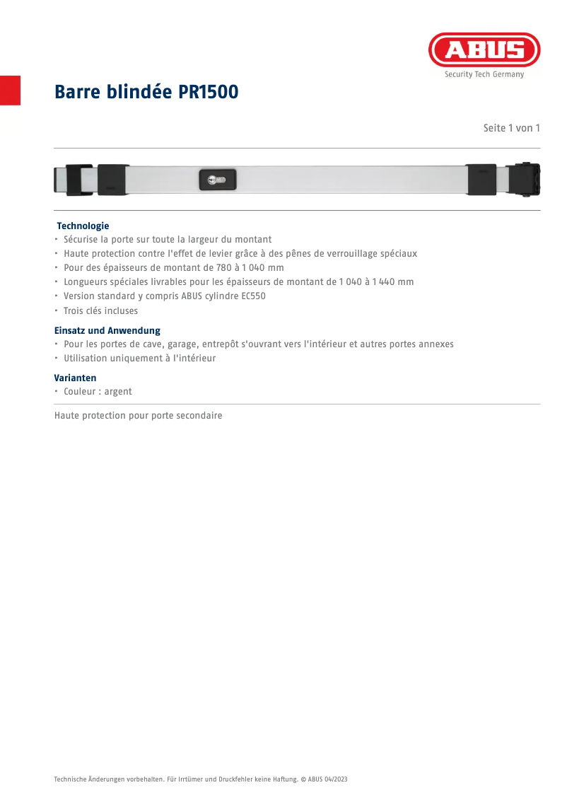 Imagen de la primera página del manual del dispositivo PR1500S