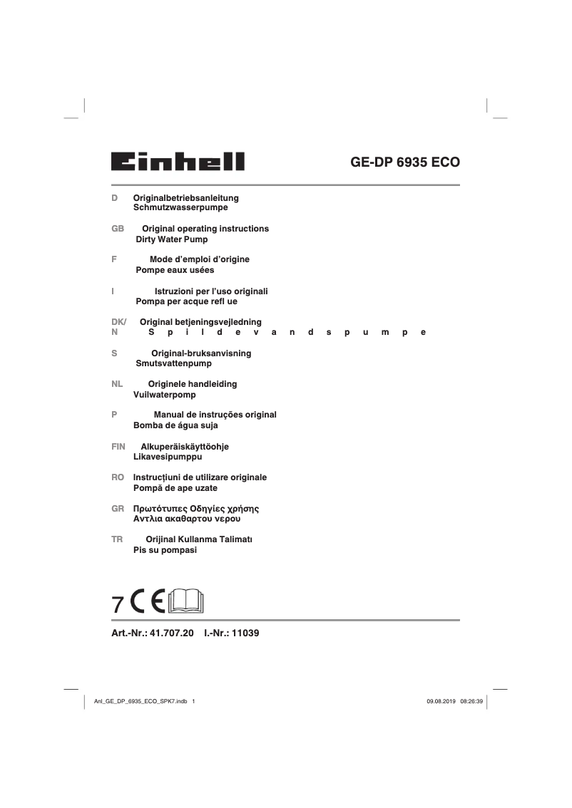 Página 1 del manual Manual de usuario Einhell GE-DP 6935 ECO