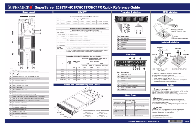 Imagen de la primera página del manual del dispositivo SuperServer 2028TP-HC1FR