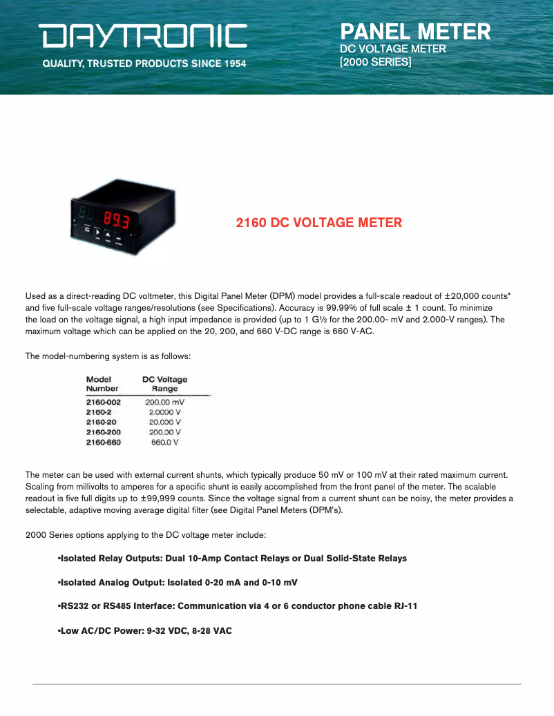 Imagen de la primera página del manual del dispositivo 2160-2