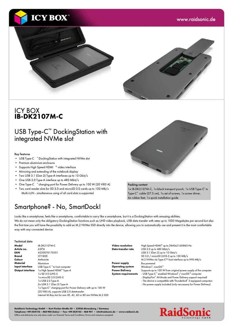 Página nº 1 - Ficha técnica Icy Box IB-DK2107M-C