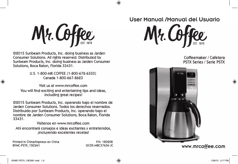 Página 1 del manual Manual de usuario Mr. Coffee Optimal Brew 10-Cup