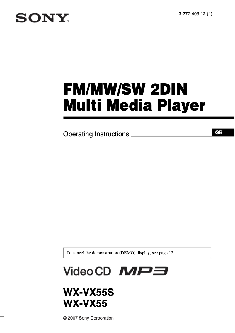 Imagen de la primera página del manual del dispositivo WX-VX55