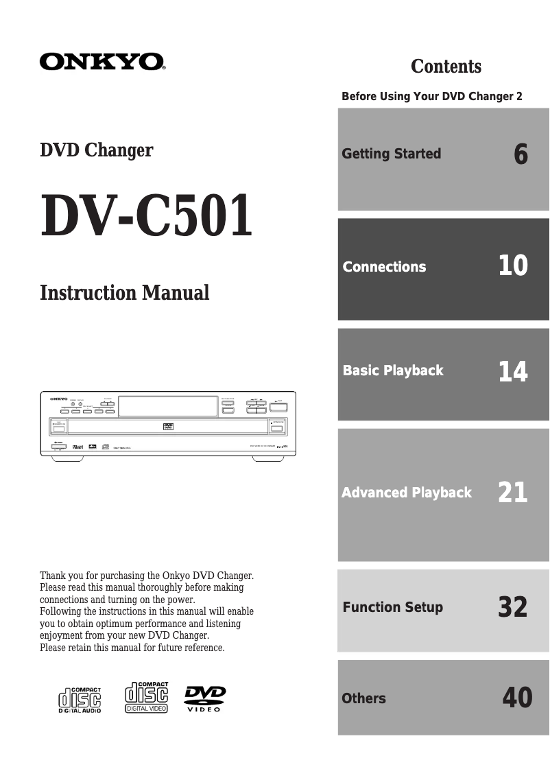 Página 1 del manual Manual de usuario Onkyo DV-C501