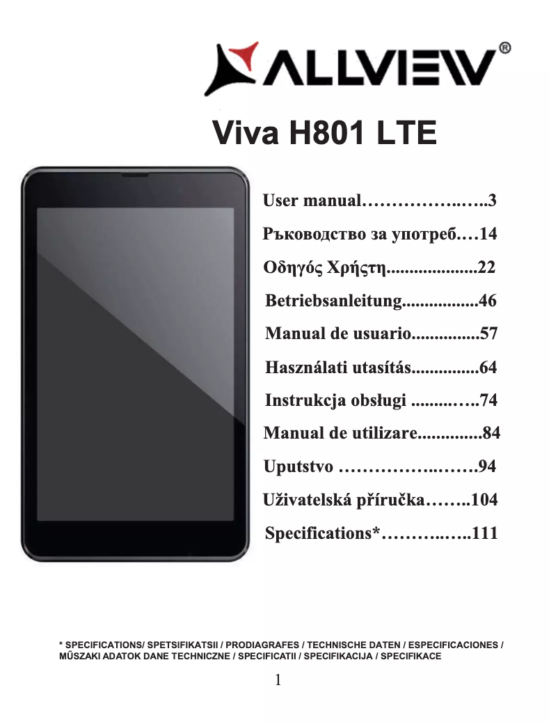 Página nº 1 - Manual de usuario Allview Viva H801 LTE