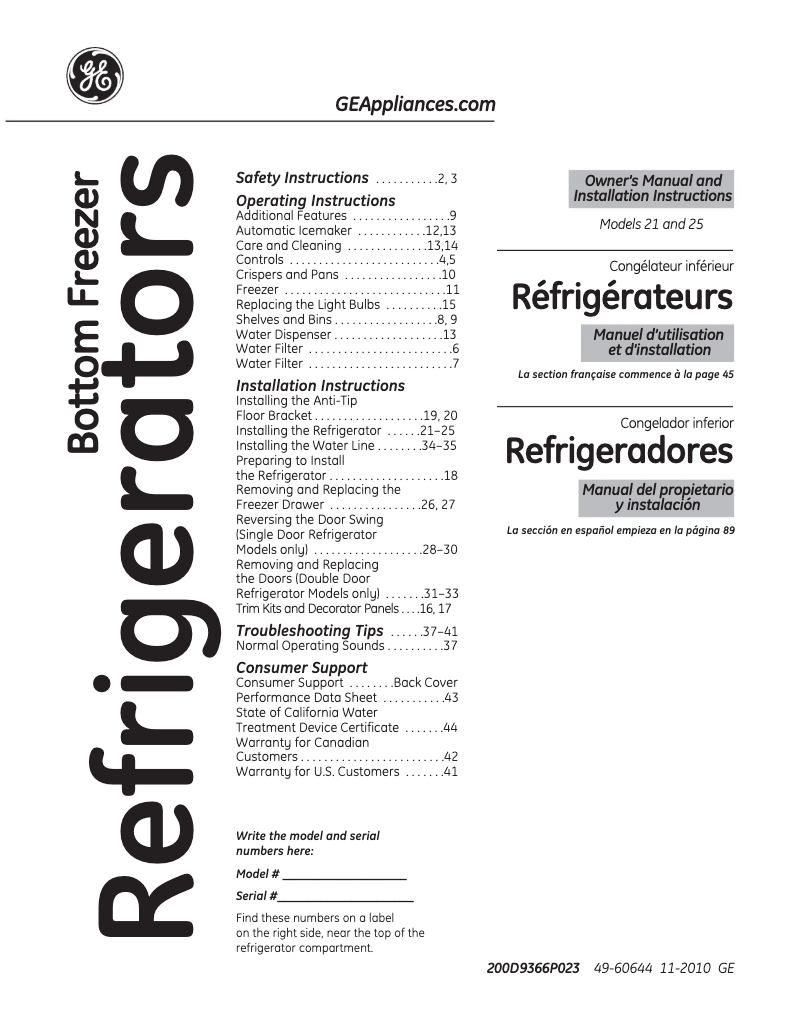 Imagen de la primera página del manual del dispositivo PFCS1RKZSS