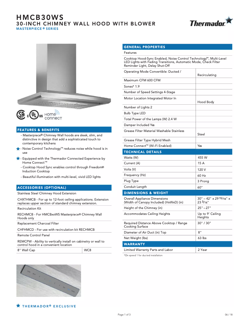 Imagen de la primera página del manual del dispositivo HMCB30WS