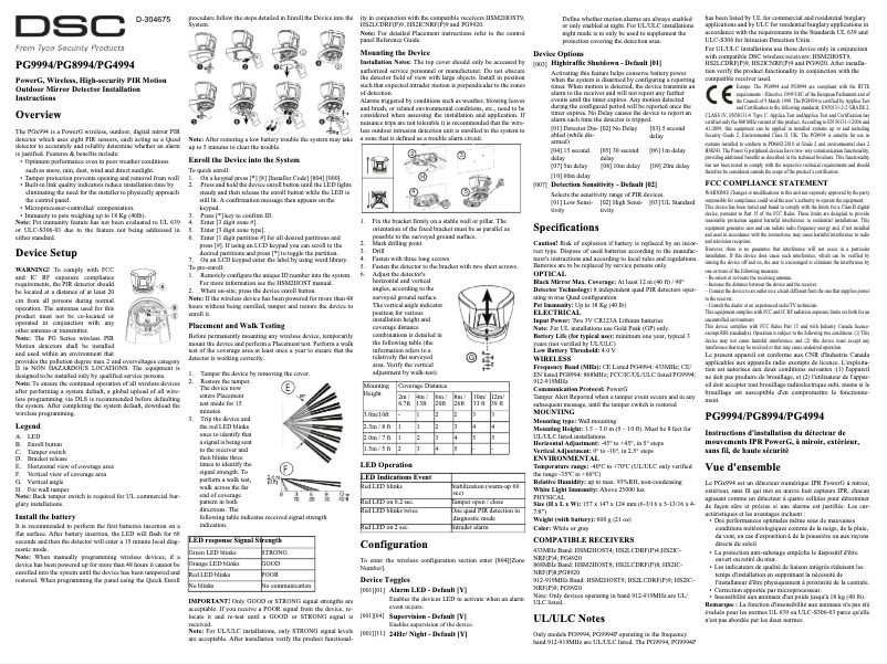 Página 1 del manual Manual de usuario DSC PG9994