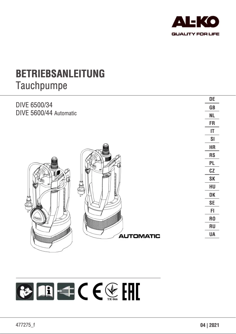 Imagen de la primera página del manual del dispositivo DIVE 5600/44 Automatic