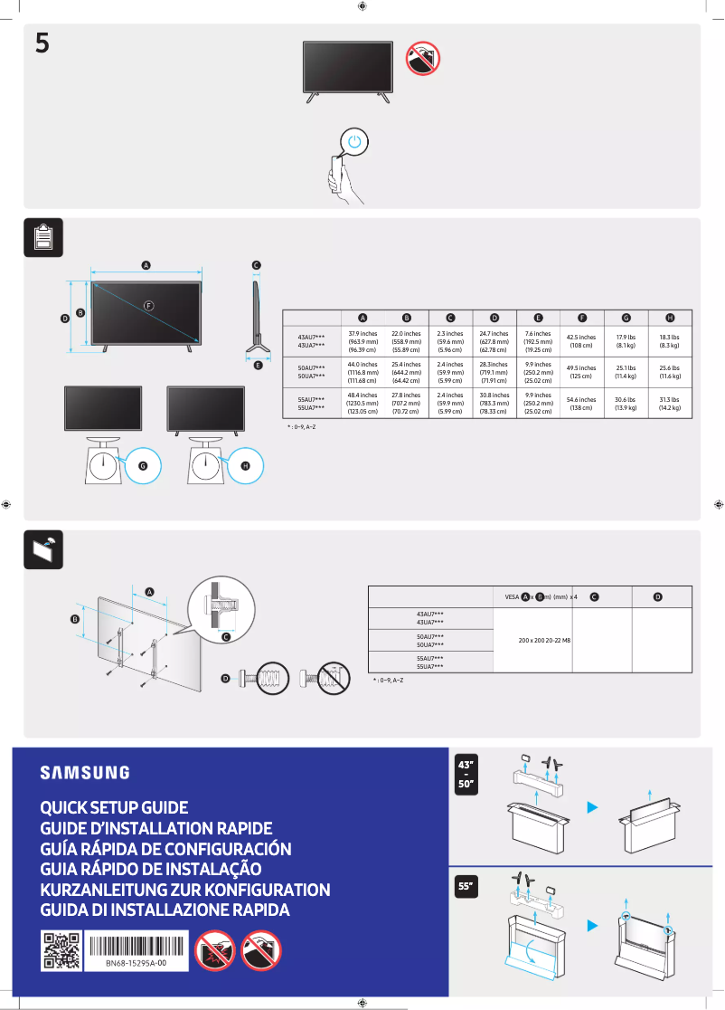 Imagen de la primera página del manual del dispositivo UA55AU7000G