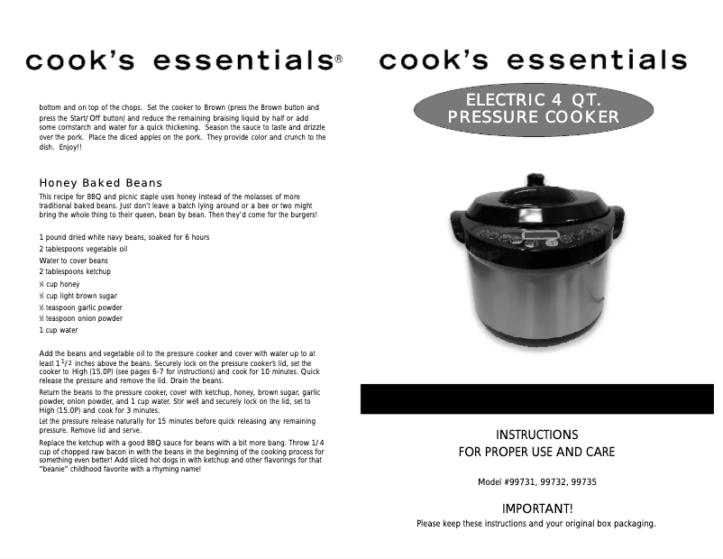 Página 1 del manual Manual de usuario Cook's essentials 99731