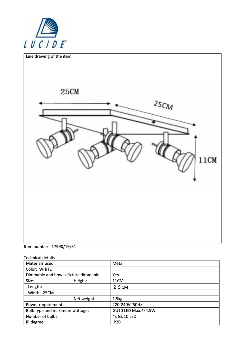Imagen de la primera página del manual del dispositivo Twinny-LED