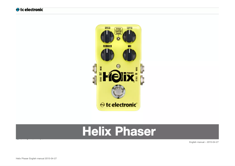 Imagen de la primera página del manual del dispositivo Helix Phaser