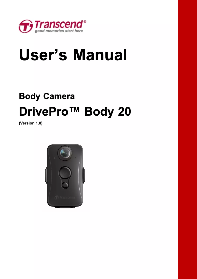 Página 1 del manual Manual de usuario Transcend DrivePro Body 20