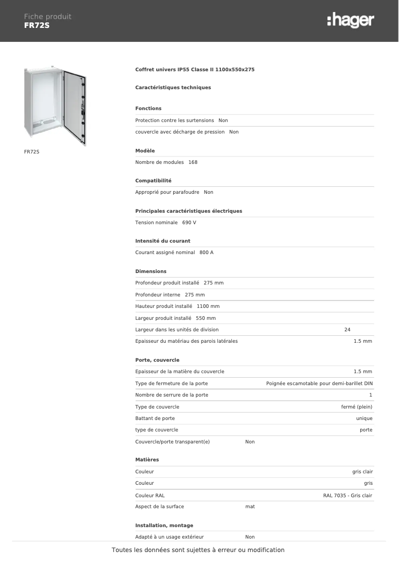 Imagen de la primera página del manual del dispositivo FR72S