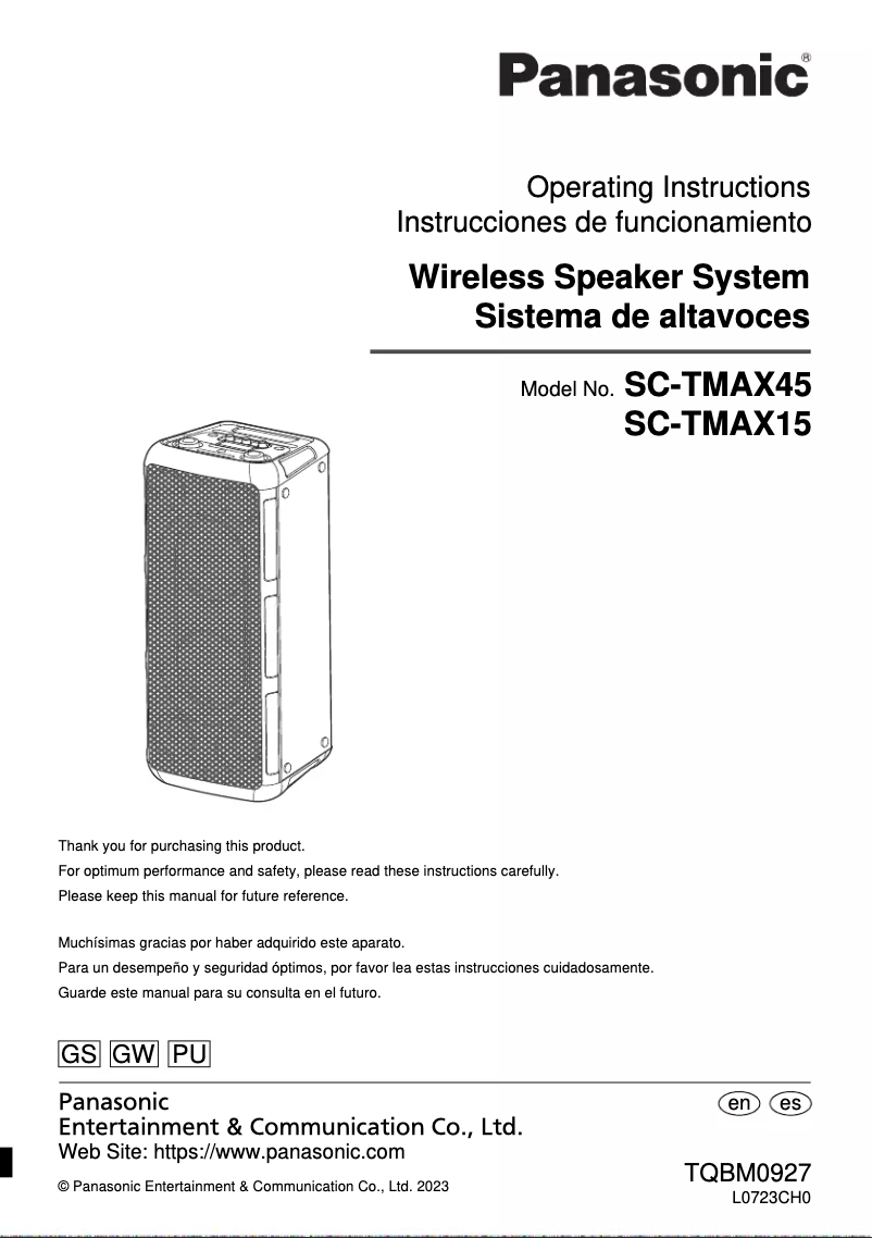 Página 1 del manual Manual de usuario Panasonic SC-TMAX15