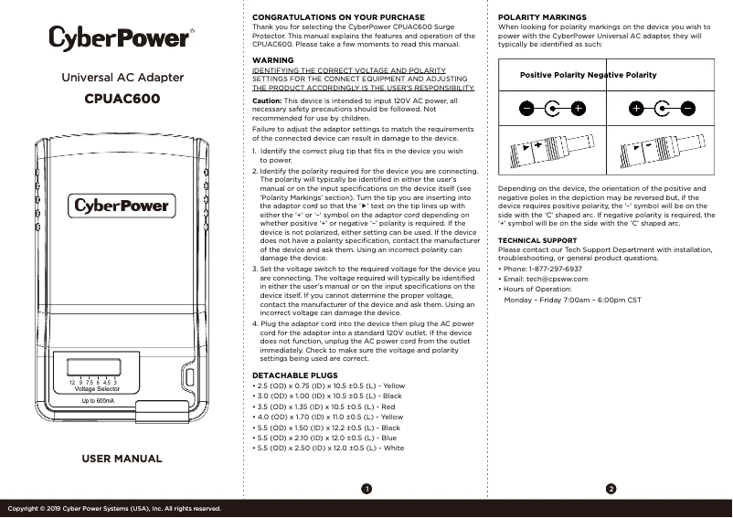 Página 1 del manual Manual de usuario CyberPower CPUAC600