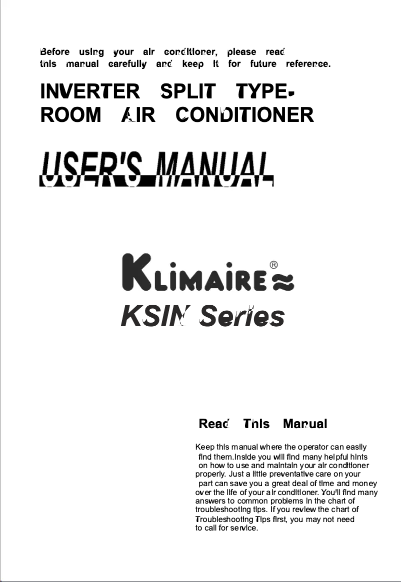 Página 1 del manual Manual de usuario Klimaire KSIN018-H215
