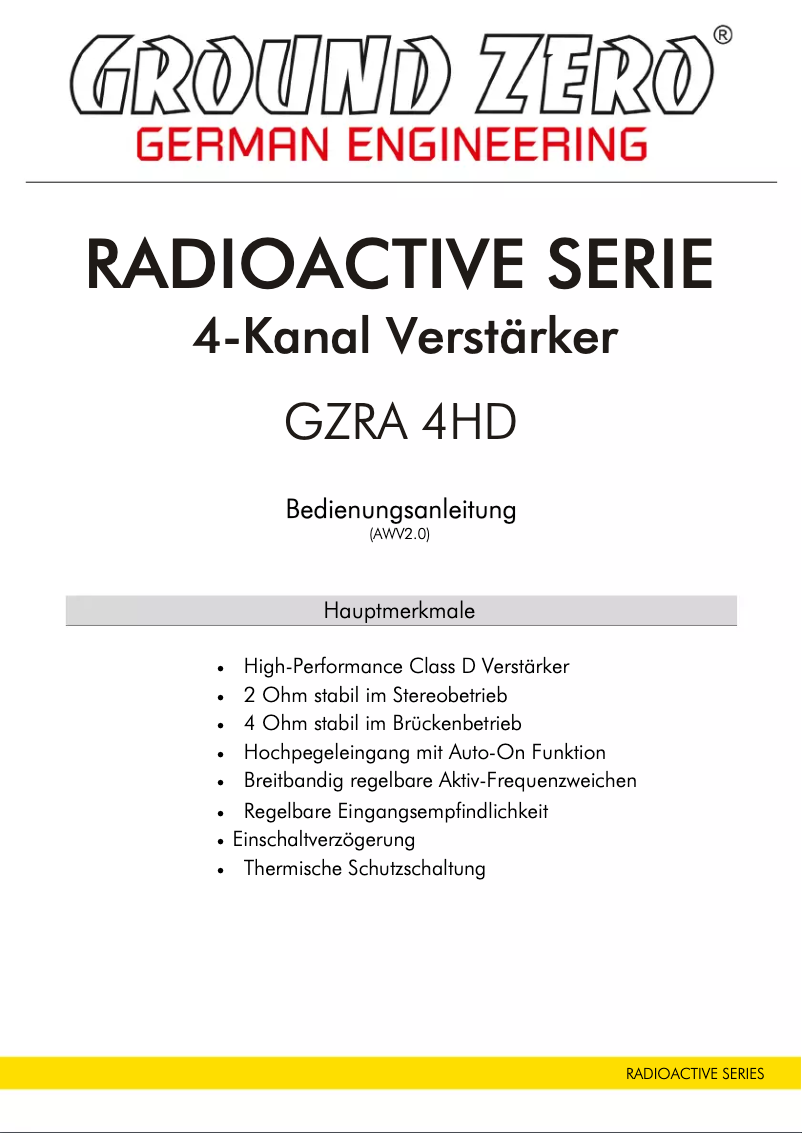 Página 1 del manual Manual de usuario Ground Zero GZRA 4HD