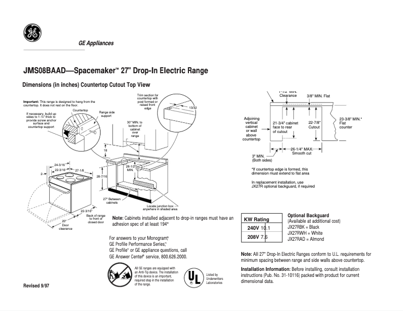 Imagen de la primera página del manual del dispositivo JMS08BAAD